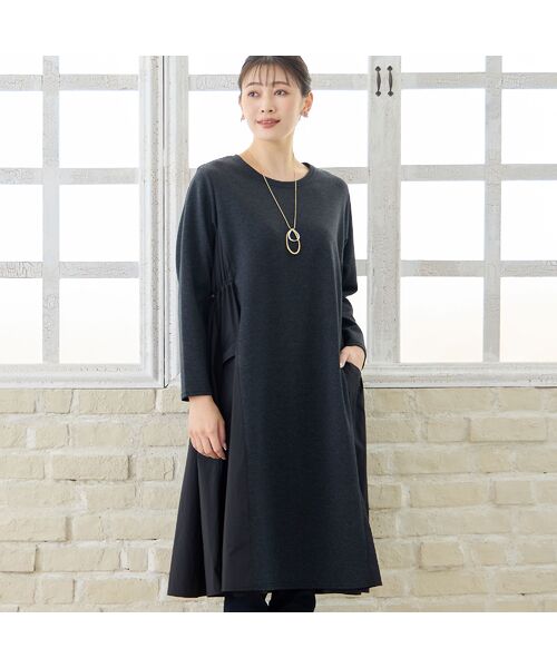 missel / ミゼール ミニ丈・ひざ丈ワンピース | 【洗える・3L/4Lサイズあり】タフタドッキングワンピース | 詳細1