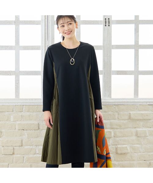 missel / ミゼール ミニ丈・ひざ丈ワンピース | 【洗える・3L/4Lサイズあり】タフタドッキングワンピース | 詳細8