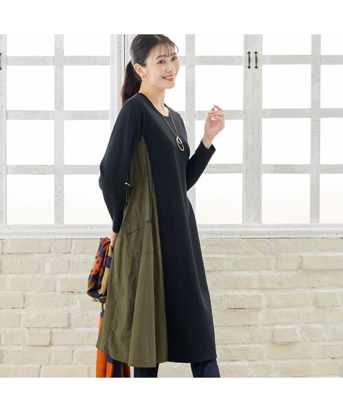 missel / ミゼール ミニ丈・ひざ丈ワンピース | 【洗える・3L/4Lサイズあり】タフタドッキングワンピース | 詳細9