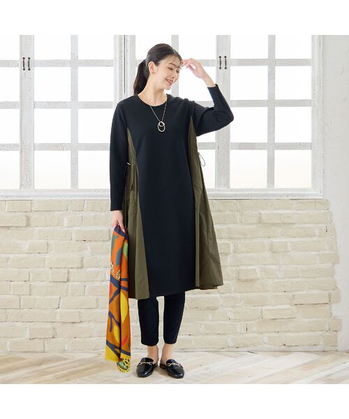 missel / ミゼール ミニ丈・ひざ丈ワンピース | 【洗える・3L/4Lサイズあり】タフタドッキングワンピース | 詳細12