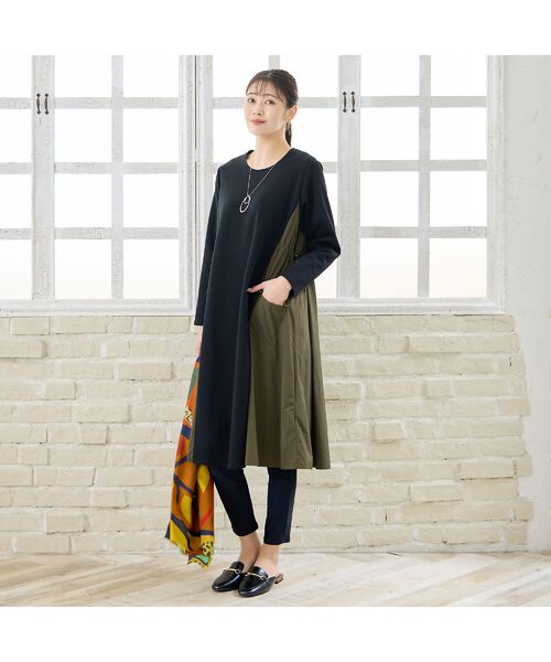 missel / ミゼール ミニ丈・ひざ丈ワンピース | 【洗える・3L/4Lサイズあり】タフタドッキングワンピース | 詳細13