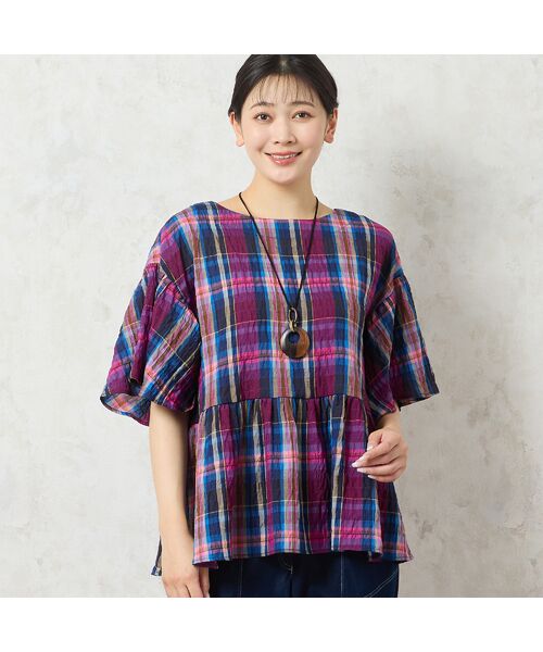 missel / ミゼール シャツ・ブラウス | 【洗える】マドラスチェック ペプラムブラウス | 詳細1