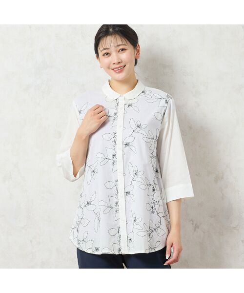missel / ミゼール シャツ・ブラウス | 【洗える・綿100%】綿ローン花刺繍シャツ(ホワイト)