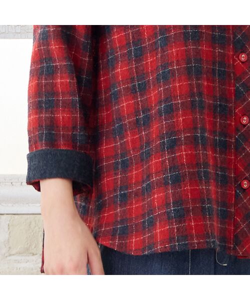 missel / ミゼール シャツ・ブラウス | 【WEB限定カラーあり・3L/4Lサイズあり】ウールチェックシャツ | 詳細8