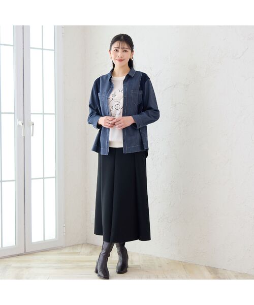 missel / ミゼール ミニ・ひざ丈スカート | 【3L/4Lサイズあり】ダンボールニットAラインスカート | 詳細13