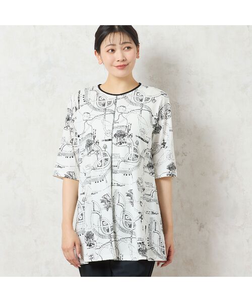 missel / ミゼール カットソー | 【洗える・日本製・綿100%】マップ柄コットンチュニック | 詳細1