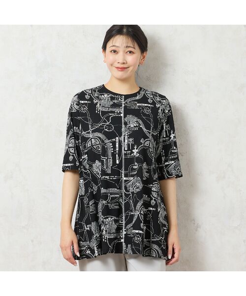 missel / ミゼール カットソー | 【洗える・日本製・綿100%】マップ柄コットンチュニック | 詳細8