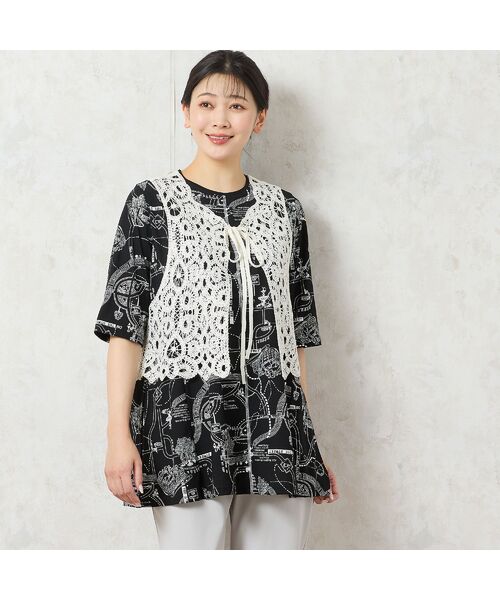 missel / ミゼール カットソー | 【洗える・日本製・綿100%】マップ柄コットンチュニック | 詳細11