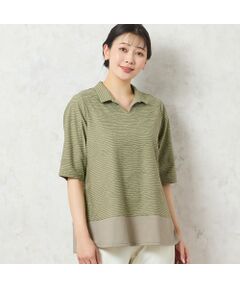 missel / ミゼール カットソー | 【限定カラーあり・洗える・日本製】ボーダージャカードスキッパーTシャツ