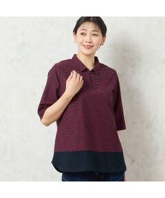 missel / ミゼール カットソー | 【限定カラーあり・洗える・日本製】ボーダージャカードスキッパーTシャツ