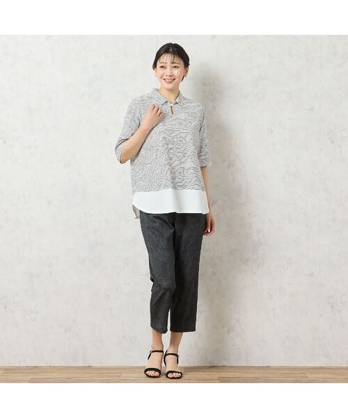 missel / ミゼール カットソー | 【限定カラーあり・洗える・日本製】ボーダージャカードスキッパーTシャツ | 詳細1