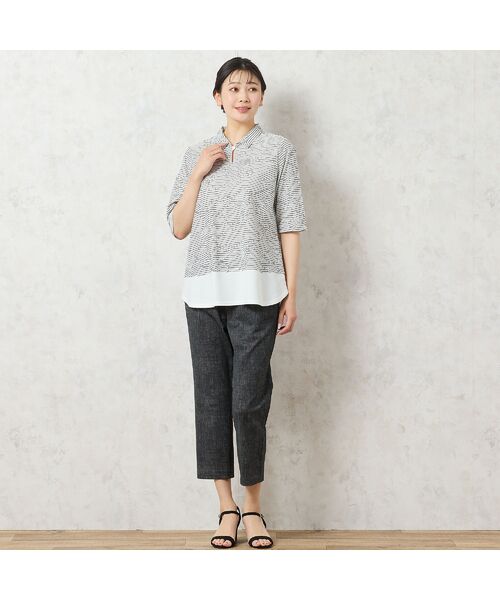 missel / ミゼール カットソー | 【限定カラーあり・洗える・日本製】ボーダージャカードスキッパーTシャツ | 詳細2