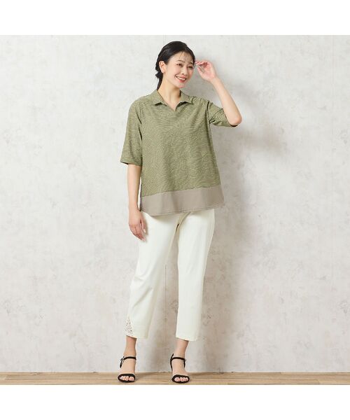 missel / ミゼール カットソー | 【限定カラーあり・洗える・日本製】ボーダージャカードスキッパーTシャツ | 詳細4