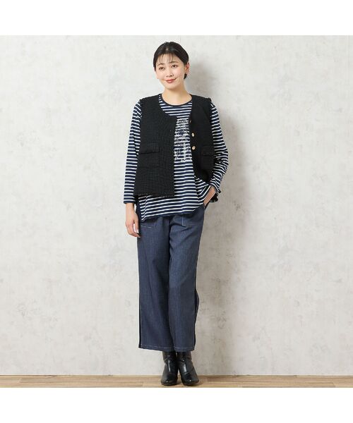 missel / ミゼール カットソー | 【洗える・3L/4Lサイズあり】花刺繍ボーダーカットソー | 詳細5