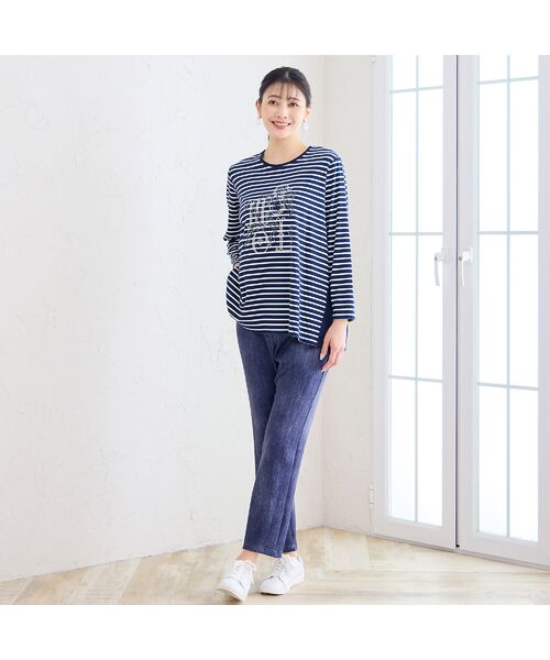 missel / ミゼール カットソー | 【洗える・3L/4Lサイズあり】花刺繍ボーダーカットソー | 詳細6