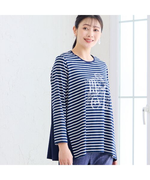 missel / ミゼール カットソー | 【洗える・3L/4Lサイズあり】花刺繍ボーダーカットソー | 詳細7