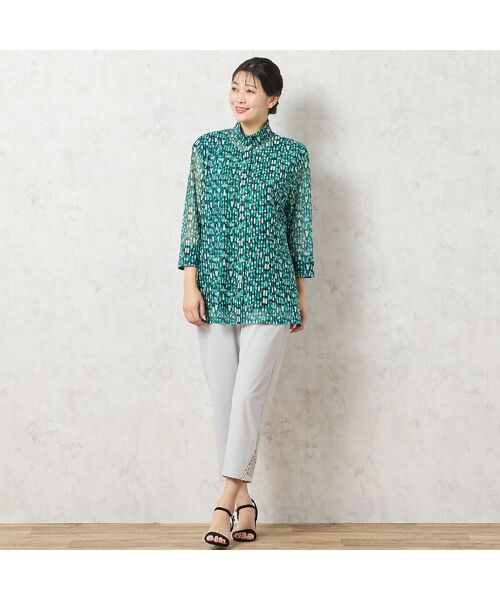 missel / ミゼール シャツ・ブラウス | 【洗える・アンサンブル可能】幾何柄チュールシャツ | 詳細14