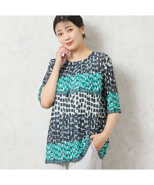 ミゼール Lのアンサンブル missel（ミゼール） アンサンブル可花更紗柄チュールシャツ