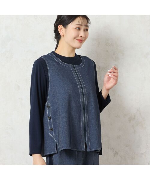 missel / ミゼール ベスト | 【洗える・セットアップ可能】リブ使いデニムベスト | 詳細3