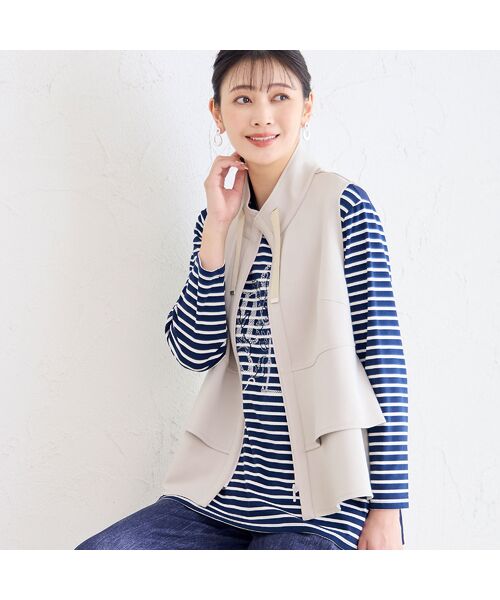 missel/ミゼール 【洗える】フリルデザインベスト ベージュ LL