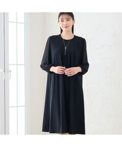 missel / ミゼール ミニ丈・ひざ丈ワンピース | 【洗える・3L/4Lサイズあり】漆黒 袖シフォンワンピース