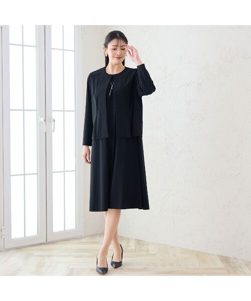 missel / ミゼール ミニ丈・ひざ丈ワンピース | 【洗える・3L/4Lサイズあり】漆黒 袖シフォンワンピース | 詳細10