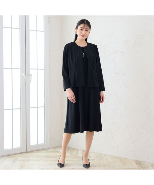 missel / ミゼール ミニ丈・ひざ丈ワンピース | 【洗える・3L/4Lサイズあり】漆黒 袖シフォンワンピース | 詳細11