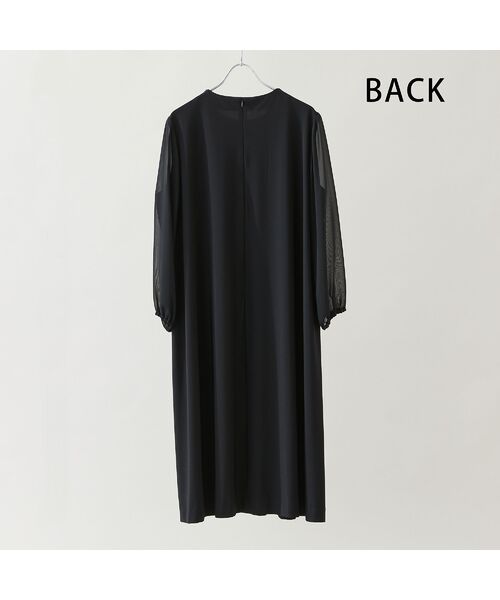 missel / ミゼール ミニ丈・ひざ丈ワンピース | 【洗える・3L/4Lサイズあり】漆黒 袖シフォンワンピース | 詳細14