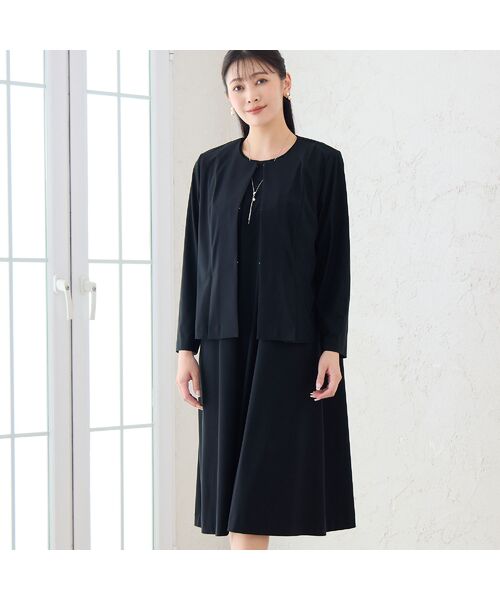 missel / ミゼール ミニ丈・ひざ丈ワンピース | 【洗える・3L/4Lサイズあり】漆黒 袖シフォンワンピース | 詳細9