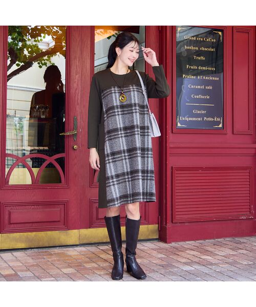 missel / ミゼール ミニ丈・ひざ丈ワンピース | 【WEB限定カラーあり・3L/4Lサイズあり】スライバーチェックワンピース | 詳細2