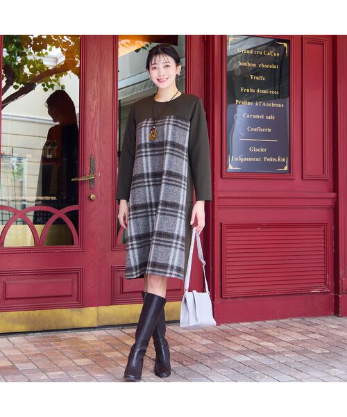 missel / ミゼール ミニ丈・ひざ丈ワンピース | 【WEB限定カラーあり・3L/4Lサイズあり】スライバーチェックワンピース | 詳細3