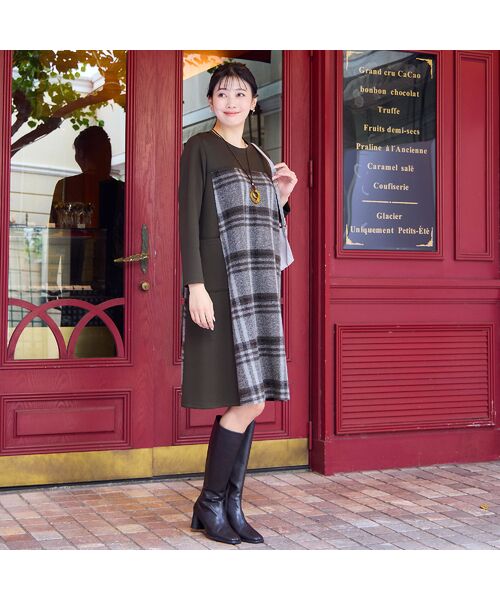 missel / ミゼール ミニ丈・ひざ丈ワンピース | 【WEB限定カラーあり・3L/4Lサイズあり】スライバーチェックワンピース | 詳細4