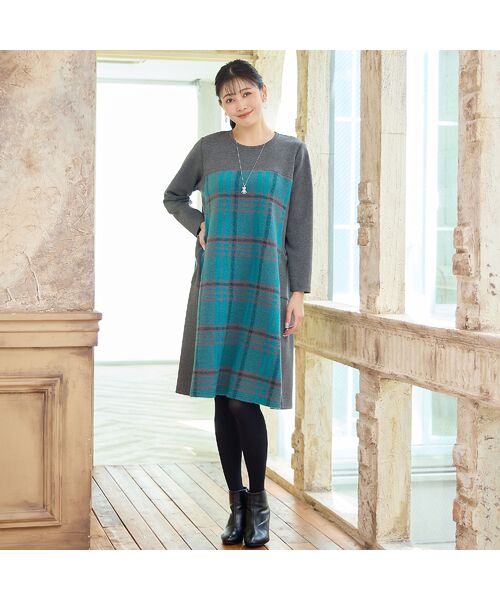 missel / ミゼール ミニ丈・ひざ丈ワンピース | 【WEB限定カラーあり・3L/4Lサイズあり】スライバーチェックワンピース | 詳細12