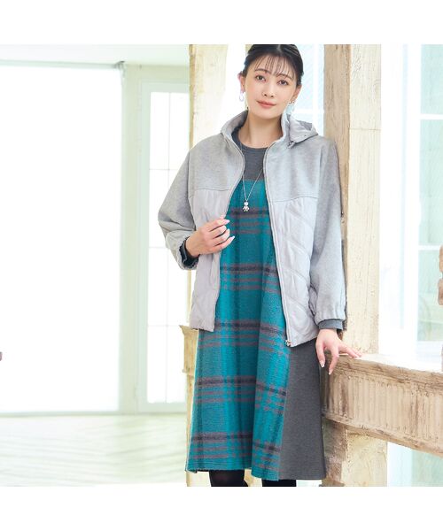 missel / ミゼール ミニ丈・ひざ丈ワンピース | 【WEB限定カラーあり・3L/4Lサイズあり】スライバーチェックワンピース | 詳細14