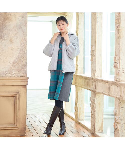 missel / ミゼール ミニ丈・ひざ丈ワンピース | 【WEB限定カラーあり・3L/4Lサイズあり】スライバーチェックワンピース | 詳細15