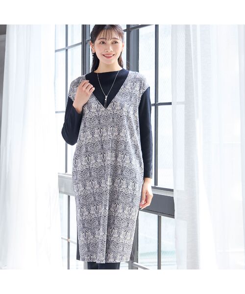 missel/ミゼール 【3L/4Lサイズあり】V&A 兄弟うさぎ ワンピース ブラック 3L