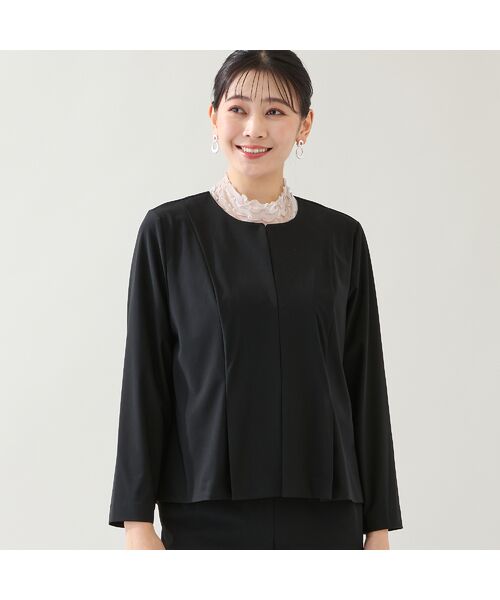 missel / ミゼール ノーカラージャケット | 【洗える・セットアップ可能・3L/4Lサイズあり】漆黒ノーカラージャケット | 詳細1