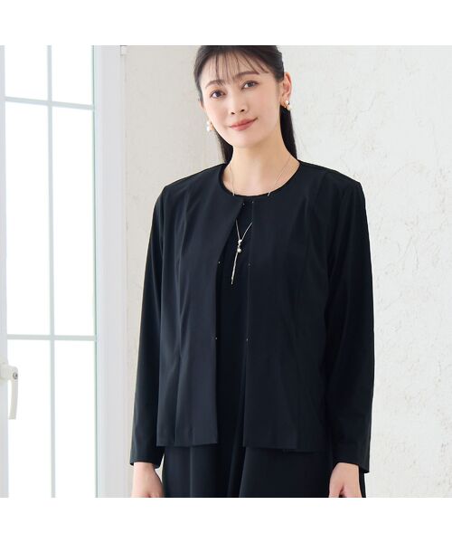 missel / ミゼール ノーカラージャケット | 【洗える・セットアップ可能・3L/4Lサイズあり】漆黒ノーカラージャケット | 詳細11