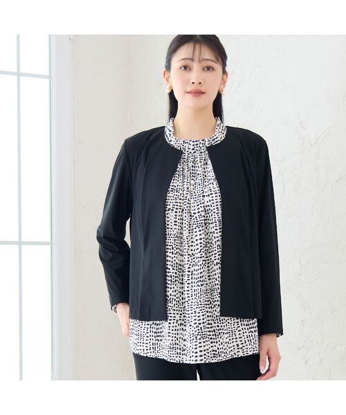 missel / ミゼール ノーカラージャケット | 【洗える・セットアップ可能・3L/4Lサイズあり】漆黒ノーカラージャケット | 詳細8