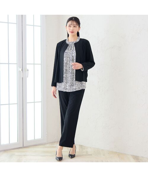 missel / ミゼール ノーカラージャケット | 【洗える・セットアップ可能・3L/4Lサイズあり】漆黒ノーカラージャケット | 詳細9