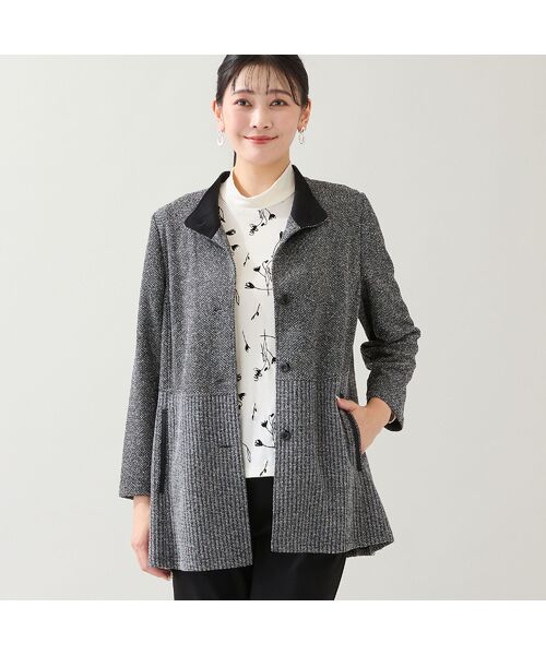 missel / ミゼール その他アウター | 【3L/4Lサイズあり】ツイードニットジャケット(グレー)