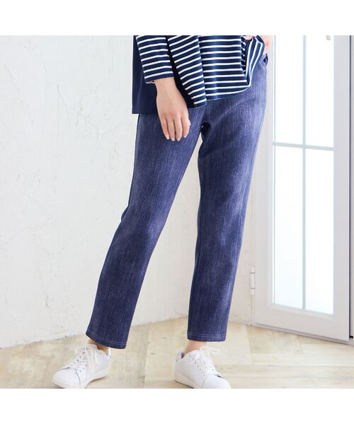 missel / ミゼール その他パンツ | 【洗える・3L/4Lサイズあり】快適ストレッチパンツ(ダークブルー)