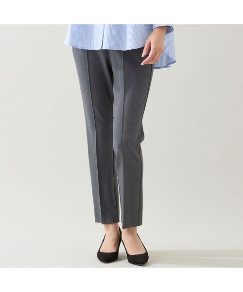 missel / ミゼール その他パンツ | 【保温性・洗える・3L/4Lサイズあり】ピンタックストレートパンツ(グレー)