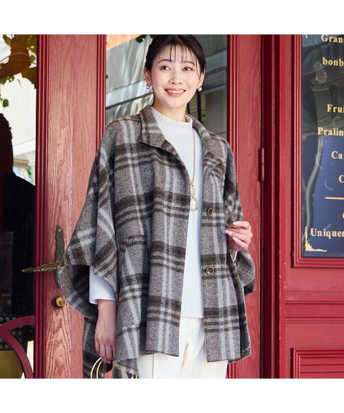 missel / ミゼール その他アウター | 【WEB限定カラーあり】スライバーチェック　ケープジャケット | 詳細1