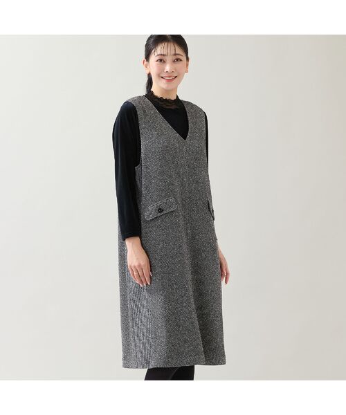 missel / ミゼール ミニ丈・ひざ丈ワンピース | 【3L/4Lサイズあり】ツイードニット ジャンパードレス | 詳細1