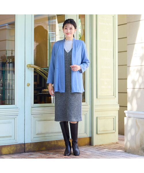 missel / ミゼール ミニ丈・ひざ丈ワンピース | 【3L/4Lサイズあり】ツイードニット ジャンパードレス | 詳細11