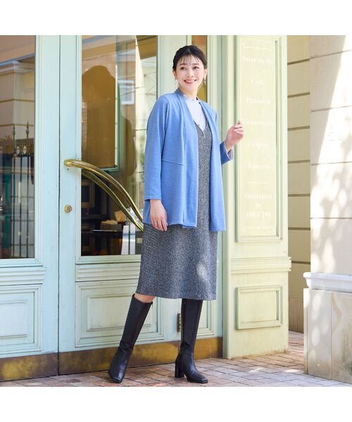 missel / ミゼール ミニ丈・ひざ丈ワンピース | 【3L/4Lサイズあり】ツイードニット ジャンパードレス | 詳細12