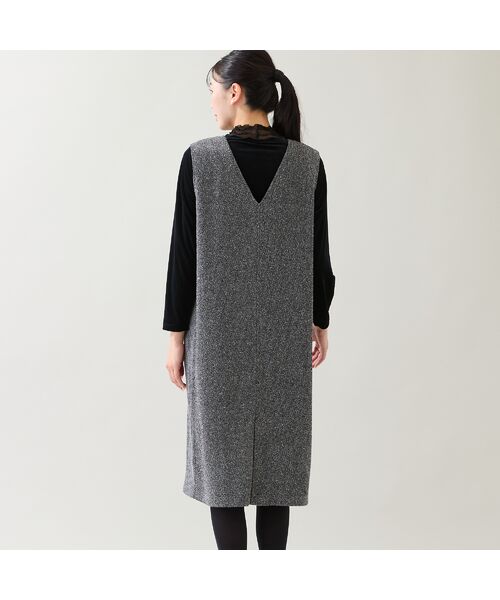 missel / ミゼール ミニ丈・ひざ丈ワンピース | 【3L/4Lサイズあり】ツイードニット ジャンパードレス | 詳細2