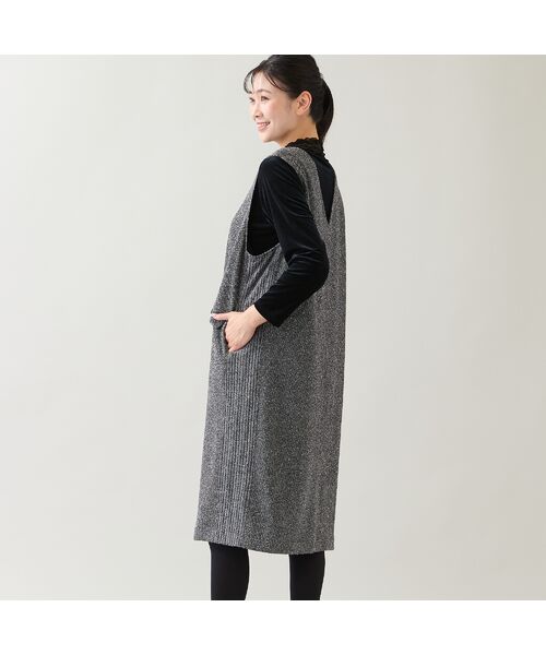 missel / ミゼール ミニ丈・ひざ丈ワンピース | 【3L/4Lサイズあり】ツイードニット ジャンパードレス | 詳細3