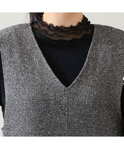 missel / ミゼール ミニ丈・ひざ丈ワンピース | 【3L/4Lサイズあり】ツイードニット ジャンパードレス | 詳細4